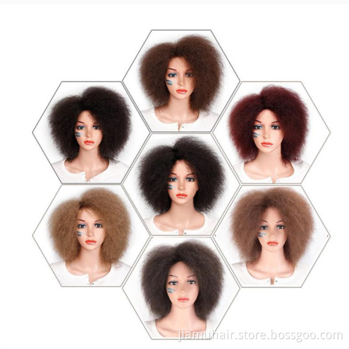Synthetic Short  Wig Afro Kinky Straight Black Hair Wigs For African Yaki Cosplay Wigs